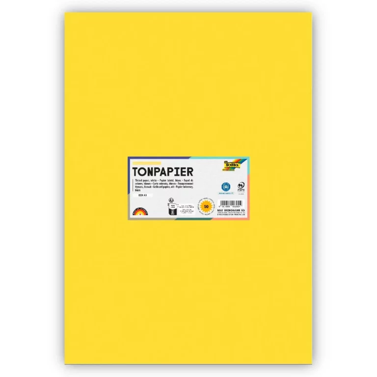 FOLIA Tonzeichenpapier 6312 DIN A3 50 Bögen 130 g/m² zitronengelb