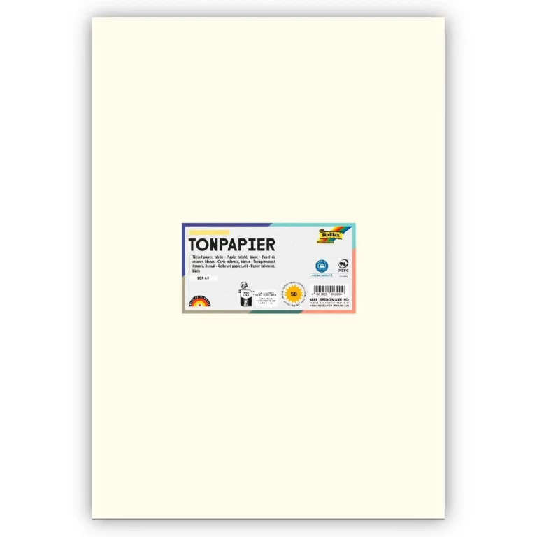 FOLIA Tonzeichenpapier 6318 DIN A3 50 Bögen 130 g/m² perlweiß