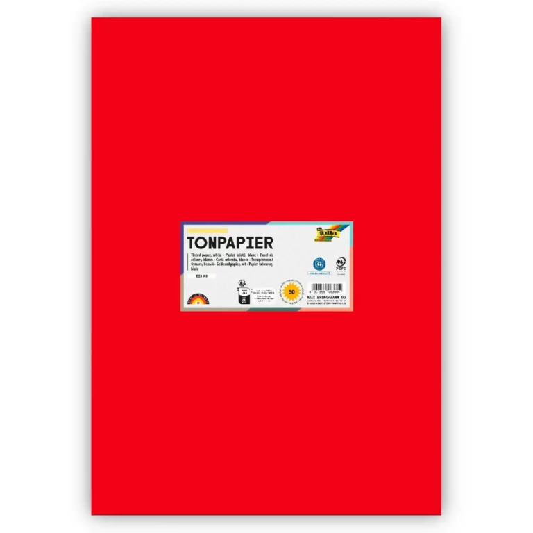 FOLIA Tonzeichenpapier 6320 DIN A3 50 Bögen 130 g/m² hochrot