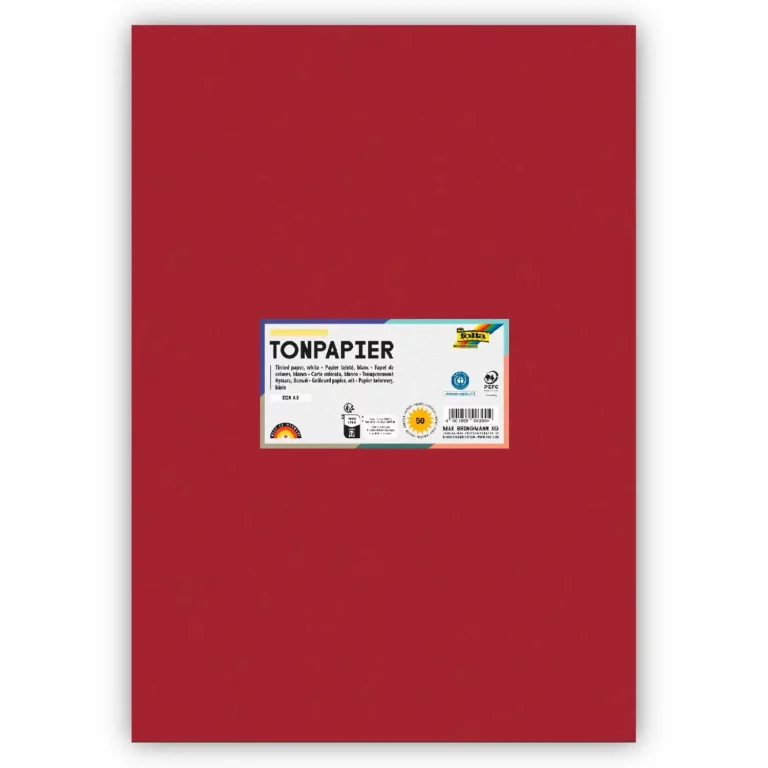 FOLIA Tonzeichenpapier 6322 DIN A3 50 Bögen 130 g/m² dunkelrot