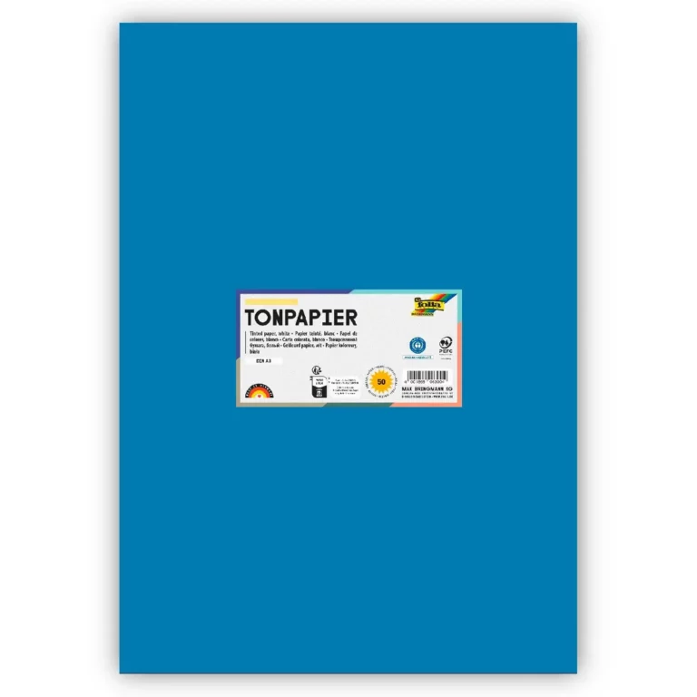 FOLIA Tonzeichenpapier 6334 DIN A3 50 Bögen 130 g/m² mittelblau