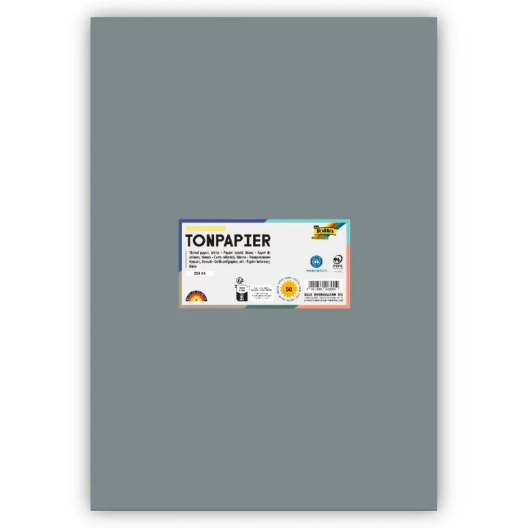 FOLIA Tonzeichenpapier 6384 DIN A3 50 Bögen 130 g/m² steingrau