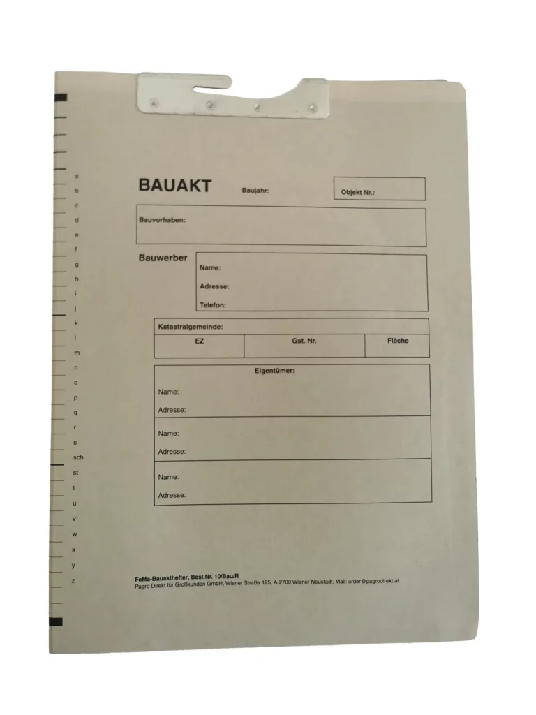 FeMa Bauaktenhefter 10 mm 10/Bau/R Rechtsheftung mit Tasche grau 1 Stück