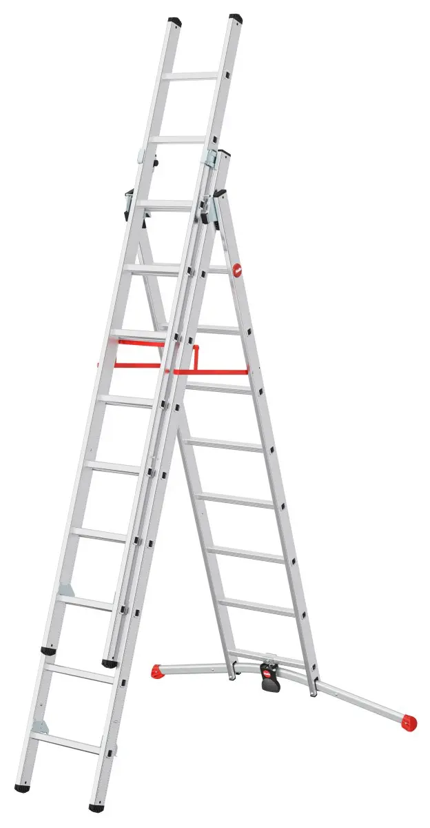 HAILO Kombileiter S100 ProfiLOT 2x 9 + 1x 8 Sprossen silber