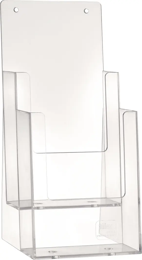 HELIT Tischprospekthalter 2 Taschen Format 1/3 A4 transparent