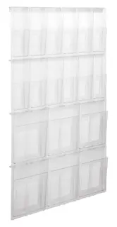 HELIT Wanddisplay H6812302 Placativ 18 Fächer 6 x A4 und 12 x 1/3 A4 transparent