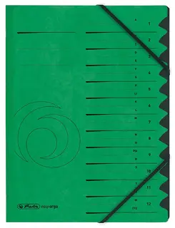HERLITZ Ordnungsmappe Quality DIN A4 12 Fächer Karton grün