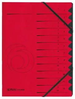 HERLITZ Ordnungsmappe Quality DIN A4 12 Fächer Karton rot