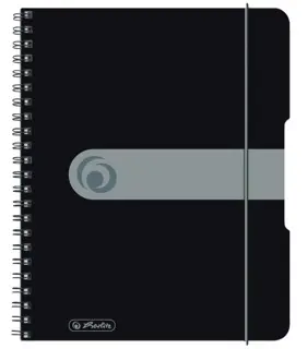 HERLITZ Spiralblock 11293768 A5 80 Blatt kariert schwarz