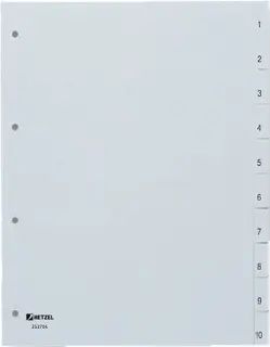 HETZEL Register 252704 A4 10-teilig 1-10 grau
