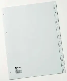 HETZEL Register 256154 A4 15-teilig 1-15 grau