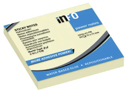 INFO NOTES Haftnotizen Power Notes 5654-01-PN 12 Blöcke à 100 Blatt 75x75mm gelb