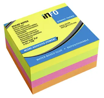INFO NOTES Haftnotizwürfel Power Notes 5654-39-PN 320 Blatt 75x75mm mehrfarbig