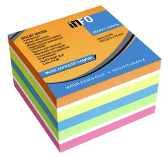 INFO NOTES Haftnotizwürfel Power Notes 5654-53-PN 450 Blatt 75x75mm mehrfarbig