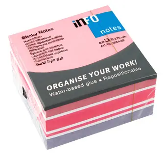 INFO NOTES Haftnotizwürfel Sticky Notes 5654-69 400 Blatt 75x75mm mehrfarbig