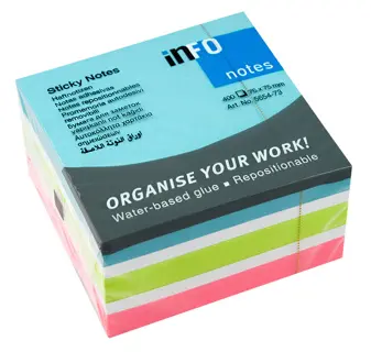INFO NOTES Haftnotizwürfel Sticky Notes 5654-73 400 Blatt 75x75mm mehrfarbig
