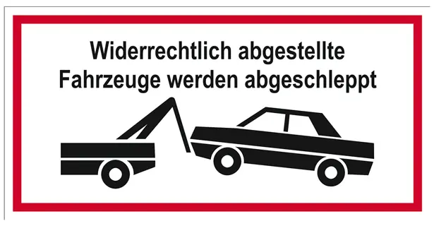 JUST Hinweisschild Abschlepp-Warnung 250 x 125 mm PP
