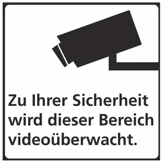 JUST Hinweisschild Videoüberwachung 150 x 150 mm PP