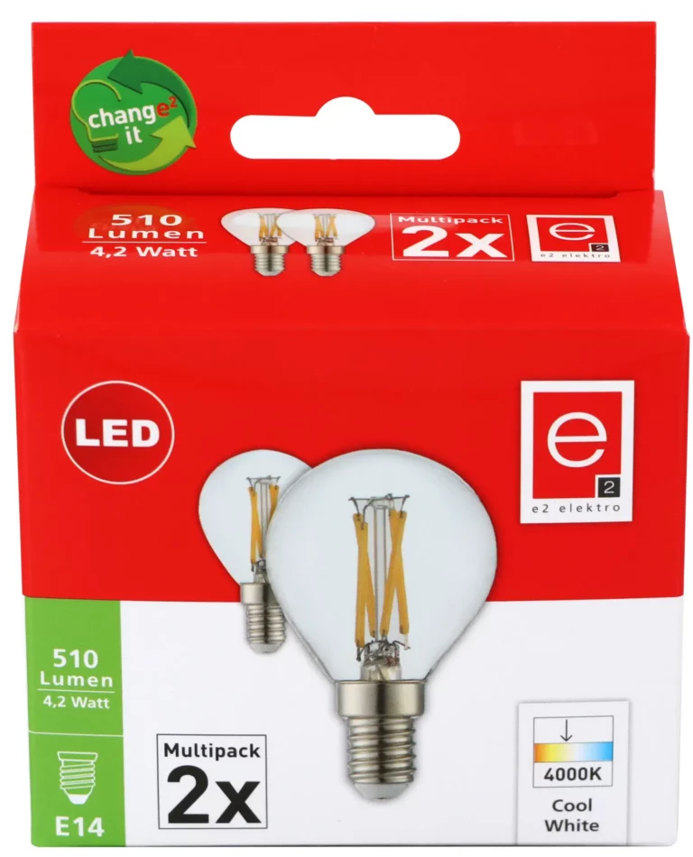 LED Lampe Tropfen Filament E14 P45 2 Stück 4