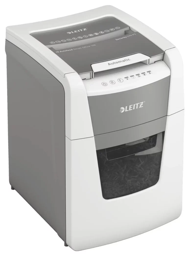 LEITZ Aktenvernichter IQ Autofeed Small Office 100 Mikroschnitt P5 weiß