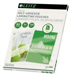 LEITZ Heißlaminierfolien iLAM 100 Stück DIN A4 80 µm selbstklebend transparent