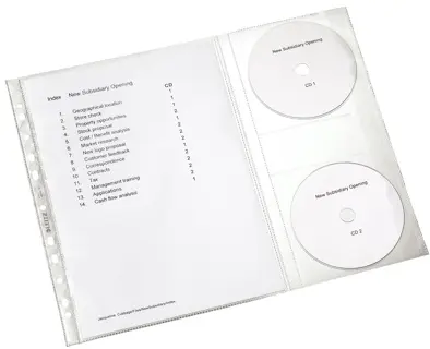 LEITZ Klarsichthülle mit CD-Klappe A4 5 Stück transparent