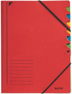 LEITZ Ordnungsmappe 3907 DIN A4 7 Fächer mit Gummizug rot