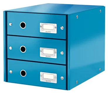 LEITZ Schubladenbox Click & Store 6048 mit 3 Schubladen blau-metallic