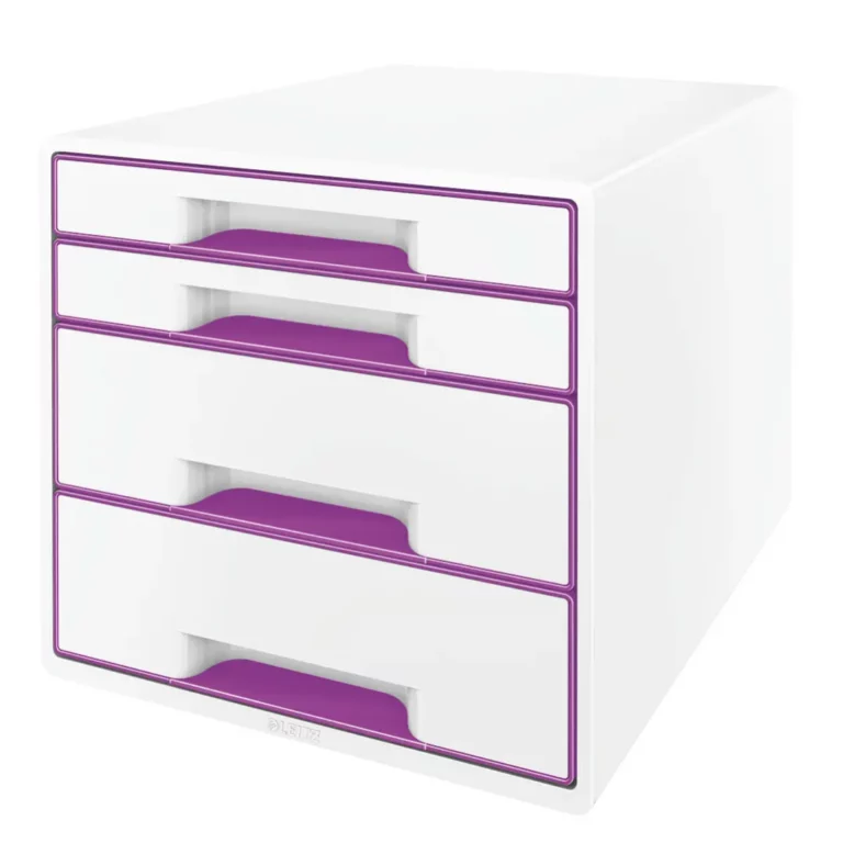 LEITZ Schubladenbox WOW Cube 5213 mit 4 Laden weiß/violett