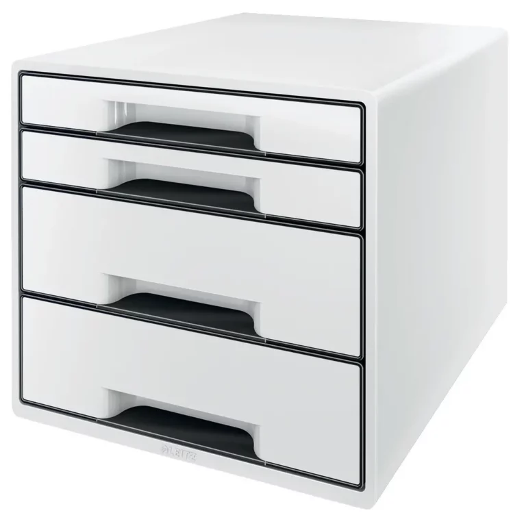 LEITZ Schubladenbox WOW Cube 5252 mit 4 Laden weiß/schwarz