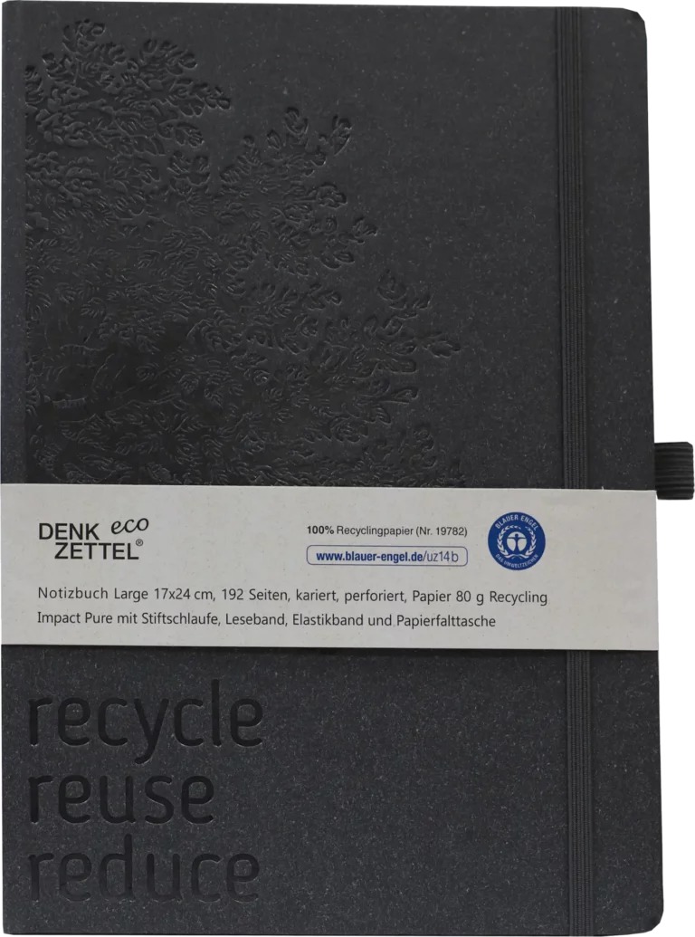 LEYKAM Notizbuch Denkzettel Eco DIN B5 192 Blatt kariert grau