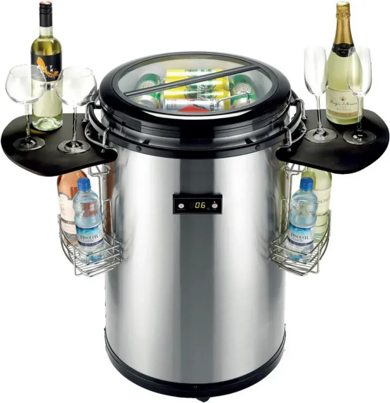 NABO Partykühlschrank Premium mit Ablagetischen 50 Liter Edelstahl