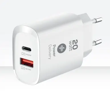 NABO USB Dual Quick Charger PD 20 1x USB-A und 1x USB-C weiß