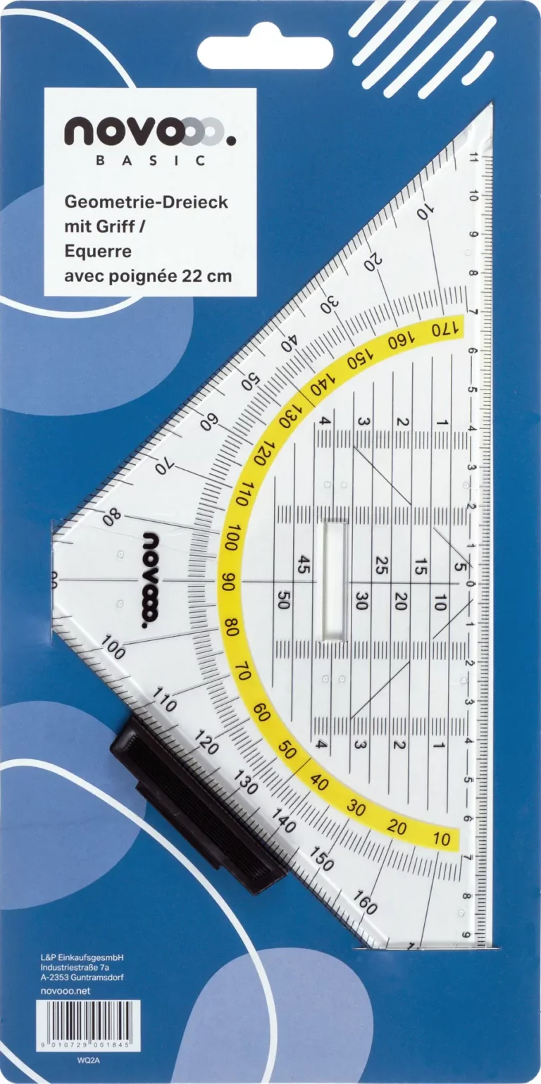 NOVOOO BASIC Geodreieck mit Griff 22 cm transparent