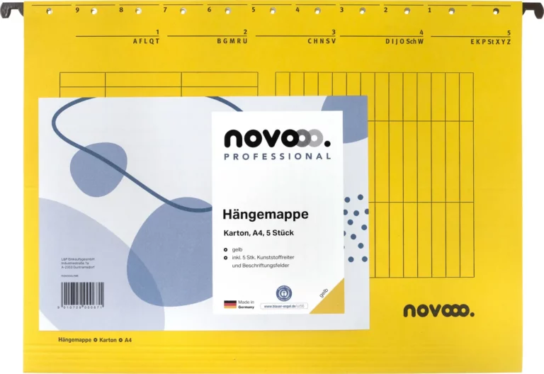 NOVOOO PROFESSIONAL Hängemappe 5 Stück A4 gelb