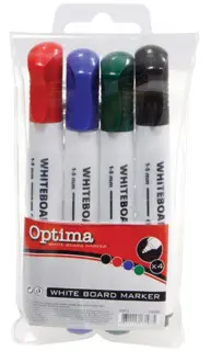 OPTIMA Whiteboardmarker 4 Stück mit Rundspitze 1-5 mm mehrere Farben