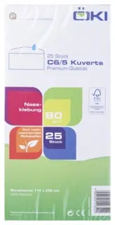 ÖKI Kuvert Classic C6/5CLA80IS 25 Stück DIN C6/5 gummiert ohne Fenster 80g/m² weiß