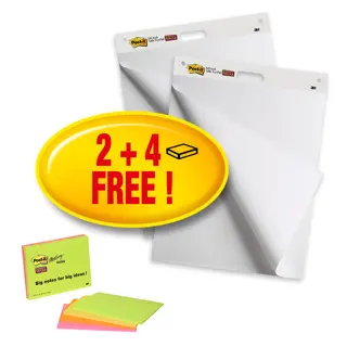 POST-IT® Flipchartblock Super Sticky Meeting Chart 559X2 inkl. 4 ST Meeting Notes 30 BL glatt weiß