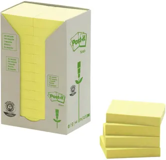 POST-IT® Haftnotizen 653-1T Recycling Notes 24 Blöcke à 100 Blatt 38 x 51 mm gelb