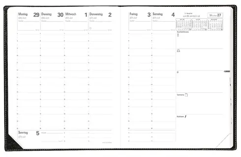 QUO VADIS Kalender Pre 777 21 x 27 cm 1 Woche auf 2 Seiten 2026 sortiert