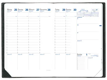 QUO VADIS Kalender Trinote 18 x 24 cm 1 Woche auf 2 Seiten 2026 schwarz