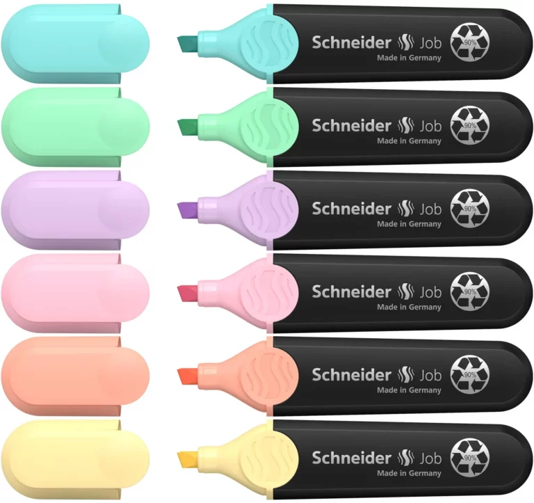 SCHNEIDER Textmarker Job 6 Stück mit Keilspitze 1+5mm pastell sortiert