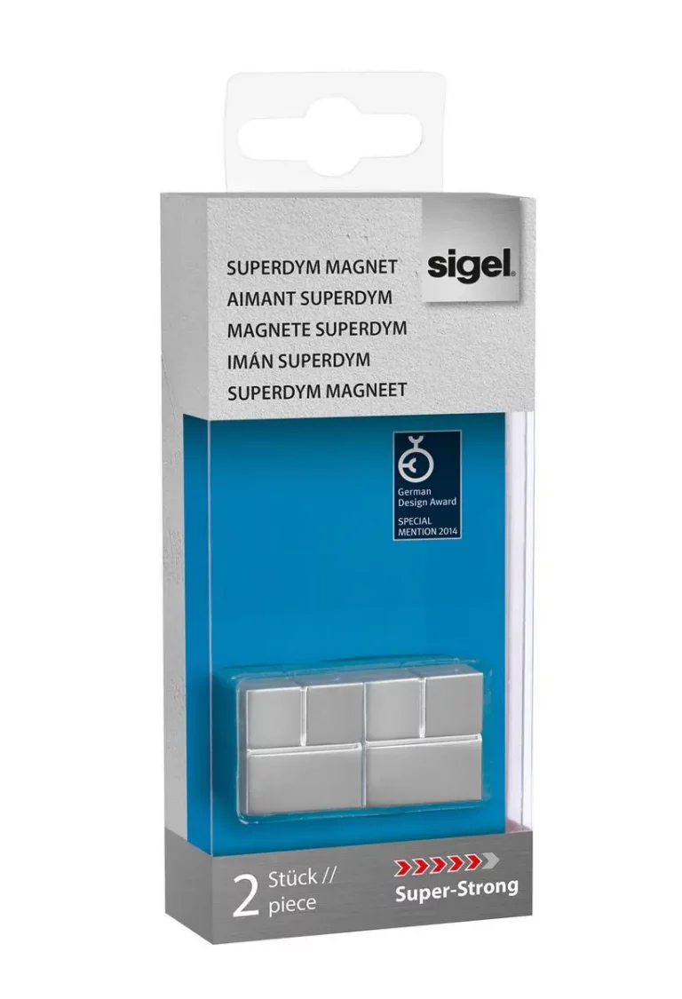 SIGEL Neodym-Magnete C20 Super Strong BA706 2 Stück Würfeldesign 2 x 2 x 2 cm silber