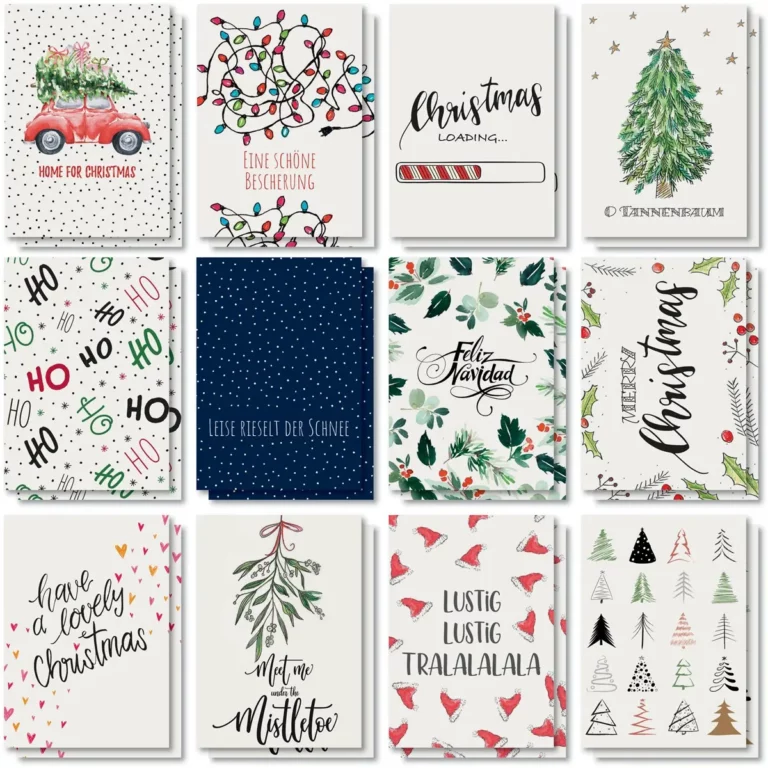 SIGEL Weihnachts-Postkarten Colourful Christmas 24 Stück A6 270 g/m² bunt