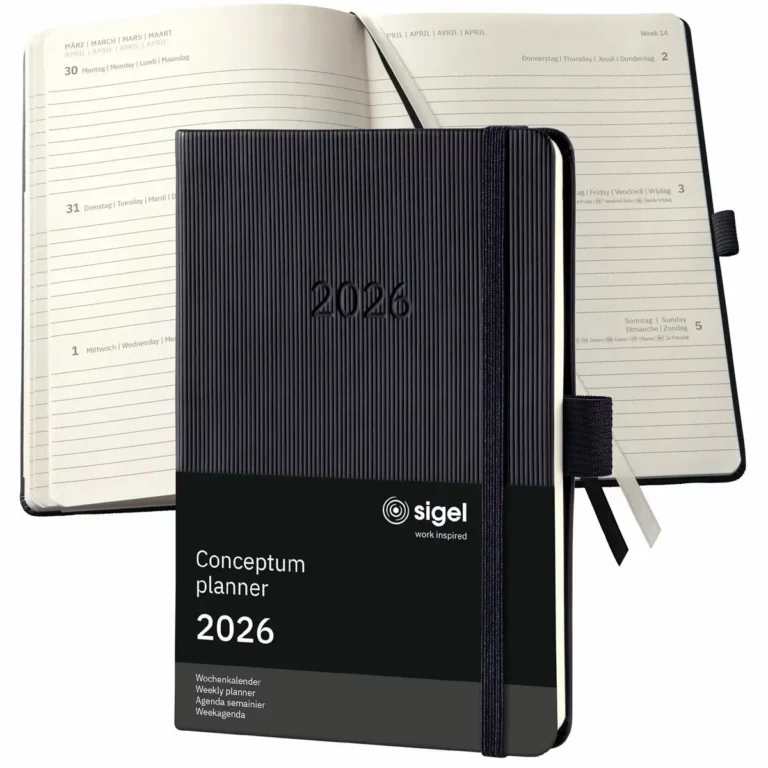 SIGEL Wochenkalender Conceptum 176 Blatt 1 Woche auf 2 Seiten A6 2026 grau