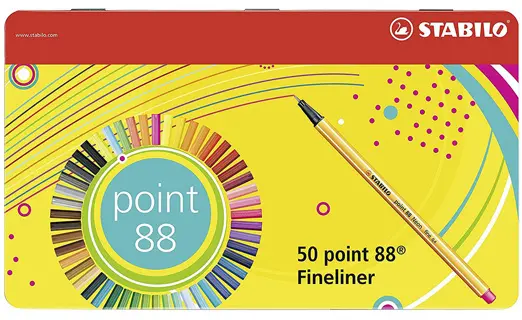 STABILO Fineliner Point 88 50 Stück im Etui mehrere Farben