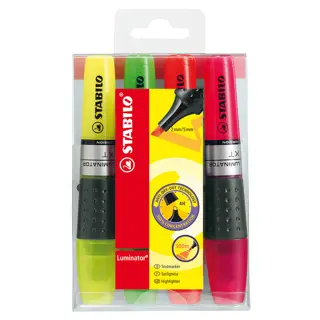 STABILO Textmarker Luminator 4 Stück im Etui mit Keilspitze 2-5mm farbig sortiert