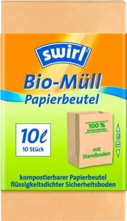 SWIRL Biomüllsäcke 10 Stück 10 Liter naturbraun