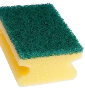 Scheuerschwamm 10 Stück mit Griffleiste gelb/grün