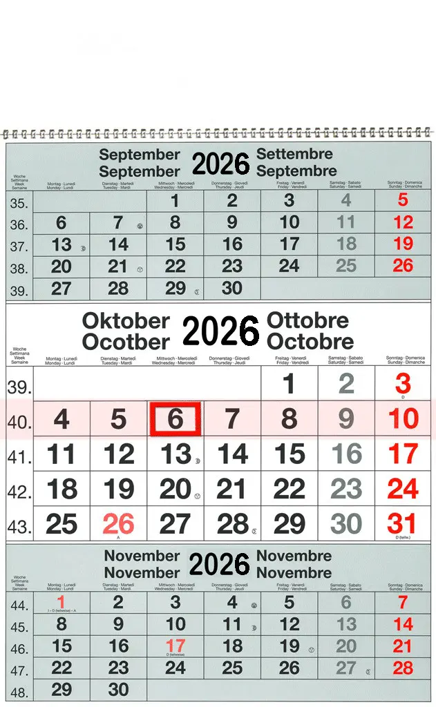 Speditionskalender 3 Monate 30 x 41 cm 2027